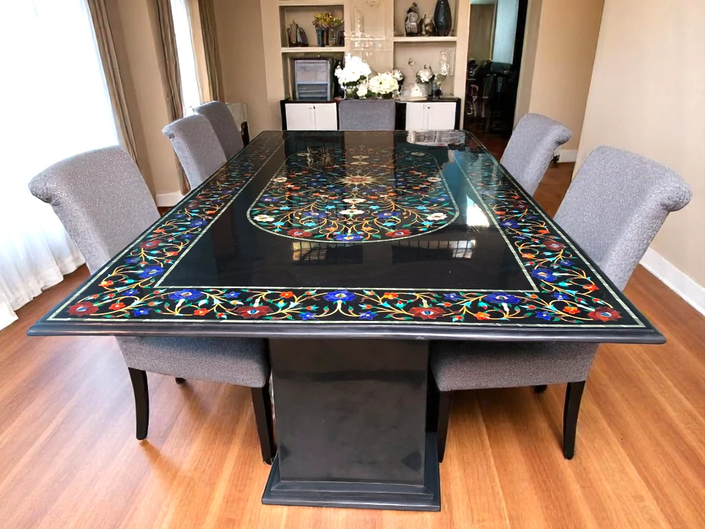 Pietradura Rectangular Dining Table with Adorable Marble Finish